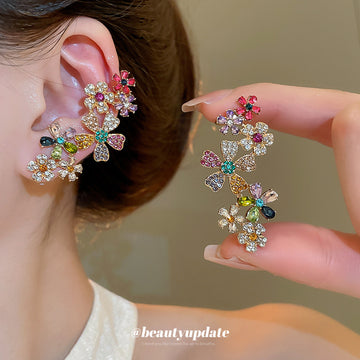 Multicolor Floral Vine Statement Stud Earrings Statement Pair