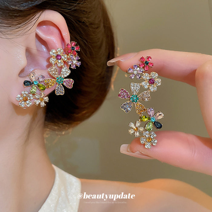 Multicolor Floral Vine Statement Stud Earrings Statement Pair