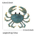 Gold Tone Red Blue Rhinestone Paved Crab Brooch Pin view 7