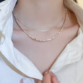Silver Chip Pearl Geometric Bead Necklace Ten Styles view 11
