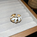Gold Tone Open Cuff Enamel Wave Domed Ring 3 Colors view 8