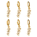 Crystal Leaf Cluster Hoop Earrings in Gold and Silver Tone view 5