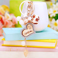 Wood Heart Message Keychain with White Beads and Long Dangle view 2