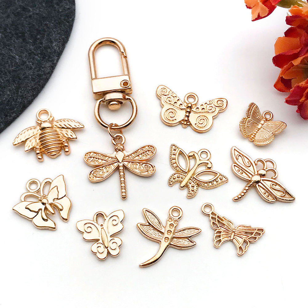 KC Gold Zinc Alloy Butterfly Dragonfly Bee Animal Charm Pendant for DIY Jewelry Making