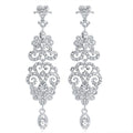 Silver Tone Crystal Scroll Tassel Metal Dangle Earrings view 5