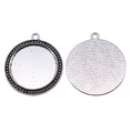 Beaded Round Open Pendant Frame in Antique Bronze and Antique Silver Metal Finish view 2