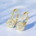 Round Halo Clear Pave Lever-Back Earrings White or Gold view 6