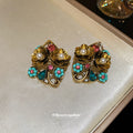 Vintage Style Crystal Floral Stud Earrings in Two Designs view 4