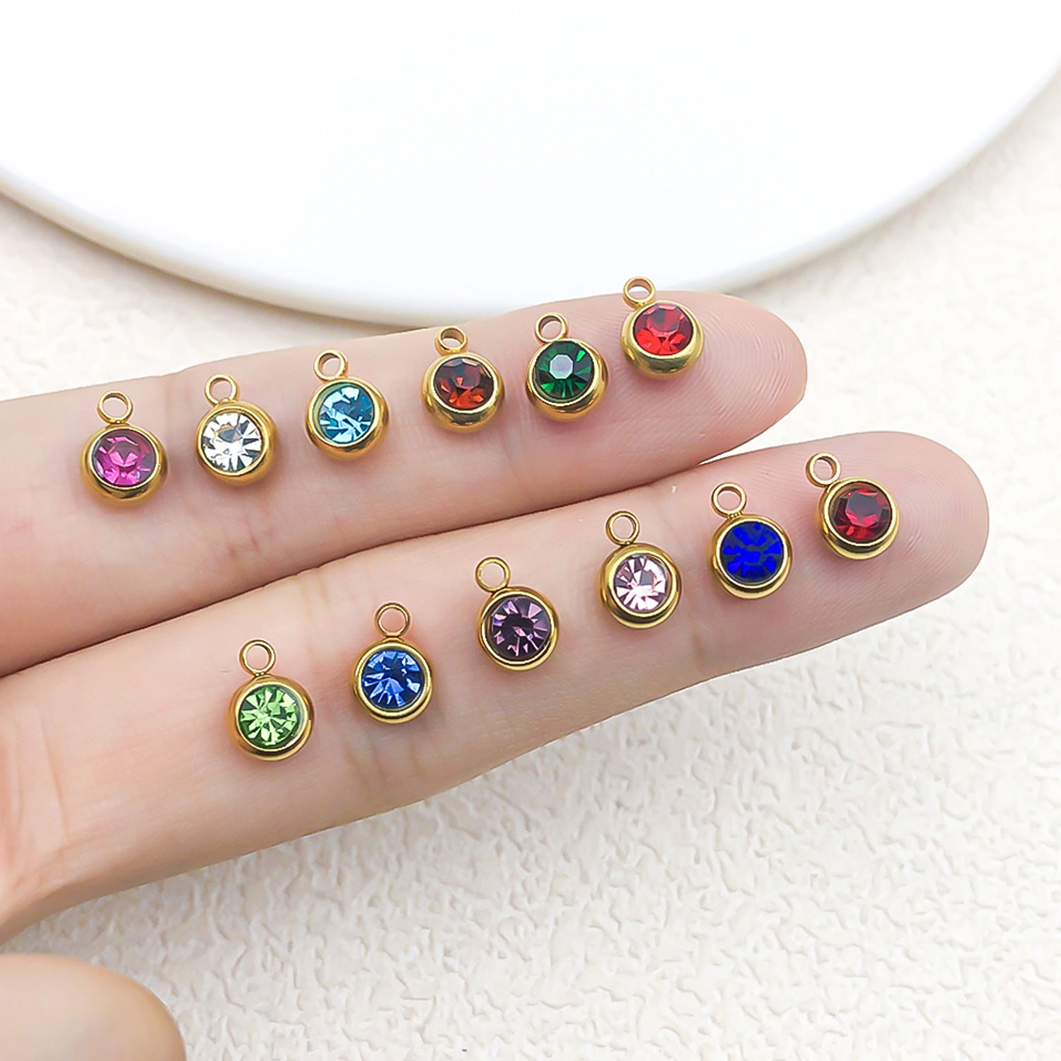 Stainless Steel Satellite Birthstone Charm Pendant for DIY Bracelet Necklace Jewelry