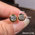 Gold Tone Round Bezel Set Clear Stone Stud Earrings Pair view 5