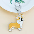 Enamel Corgi Dog Paw Print Silver-Tone Charm Keychain view 2