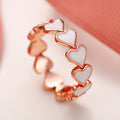 Rose Gold White Enamel Heart Band Ring Heart Hoops Mix view 3