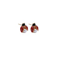 Red Ladybug White Pearl Look Novelty Small Stud Earrings view 5