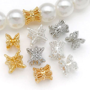 Brass Bead Caps in Three Flower Shapes, Silver-Tone and Gold-Tone Finishes