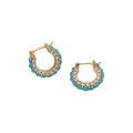 Turquoise Beaded Hoop Earrings with Gold Tone Frames view 5