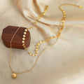 Gold Layered Disc Chain Frosted Ball Pendant Necklace view 3