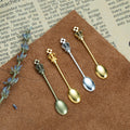 Crown Handle Mini Spoon Charm In Four Antique Finishes For Jewelry Making view 3