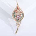 Colorful Crystal Feather Brooch in Pink and Blue for Jackets and Scarves view 3