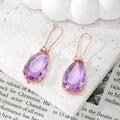 Teardrop Faceted Glass Dangle Earrings Gold Fishhooks 7 Colors view 9