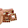 Oversized Square Crystal Earrings In White And Red view 5