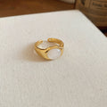 White Oval Capsule Stone Open Rings Gold Silver Four Styles view 6