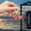 Gold XOXO Pink Red Heart Enamel Lobster Clasp Charm view 3