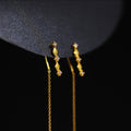 Silver and Gold Tone Diamond Shape Threader Earrings view 1