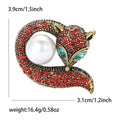 Curled Crystal Fox Brooch With Pearl-Like Body in Four Colors view 4