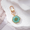 Hexagon Pressed Daisy Resin Keychains Gold Lobster Clip 9 Colors view 6
