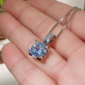 Round Clear Solitaire Pendant Necklace Box Chain Silver Gold Tones view 3