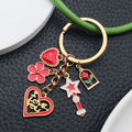 Red Rose Heart Wand and Lipstick Metal Keychain Set view 4