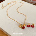 Gold Red Fortune Bag Necklace and Stud Earrings Variants view 4