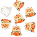 Colorful Enamel Cat Holding Fish Metal Charms, 12 Designs view 9