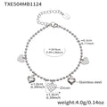 Heart Zircon Ball Chain Necklace Bracelet Earring Set view 6