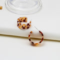 Six Color Checkerboard Acrylic Open C Hoop Earrings view 2