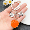 Orange Basketball Enamel Keychain with Hoop and Letter Charms view 2