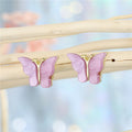 Gold Tone Colored Butterfly Stud Earrings in Eight Colors view 7