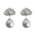 Silver Cloud Crystal Stud Pearl Drop Earrings Dual Wear view 5