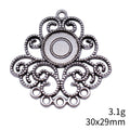 Ornate Round Earring Connector Component in Antique Silver Tone view 3