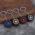 Car Wheel Tire Keychain With Five Multispoke Rim Colors view 1