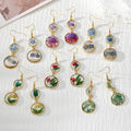 Pressed Flower Resin Double Disc Earrings Gold Hooks 6 Styles view 1