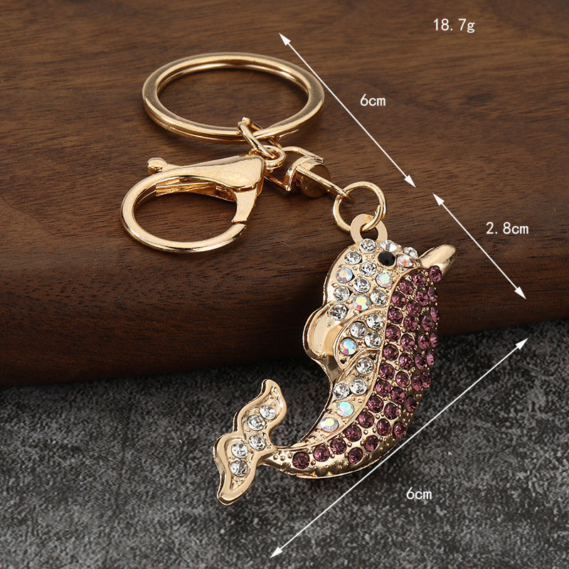 Cute Rhinestone Dolphin Metal Keychain Bag Charm Gift Accessory