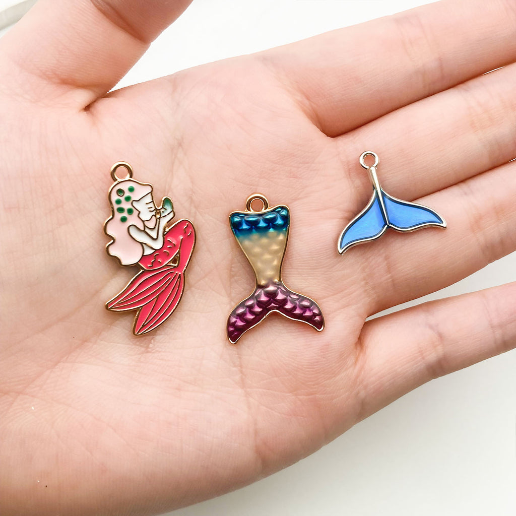 Enamel Zinc Alloy Mermaid Tail Charm Pendant for DIY Bracelet Necklace Keychain Jewelry