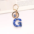 Blue Shell Resin Letter Keychain with Evil Eye Charm view 12