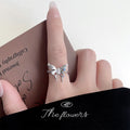 Silver Open Butterfly Ring Liquid Metal Multicolor Accents view 2