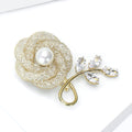 Pearl Center Mesh Flower Stem Brooch in Gold for Jackets and Scarves view 4