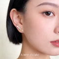 Gold Pearl Bow Ear Climber Earrings Zircon Accents view 2