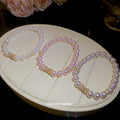 Pearl Stretch Bracelets Crystal Bow Spacer Three Colors view 4