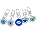 Enamel Evil Eye Keychain Silver Tone Round Square Heart Charms view 5