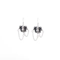 Black Skull Heart and Chain Silver Tone Hook Earrings view 5